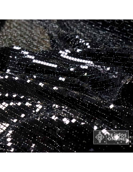 Tela Punto Fantasía Cuadros Azul Añil y Negra - Ideal para Eventos - Imagen 3