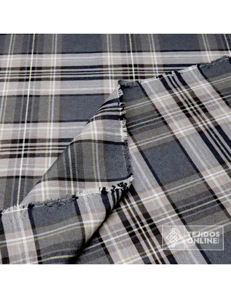 Cuadro Escoces Gris Lurex Dorado - Telas de Cuadro - Imagen 3