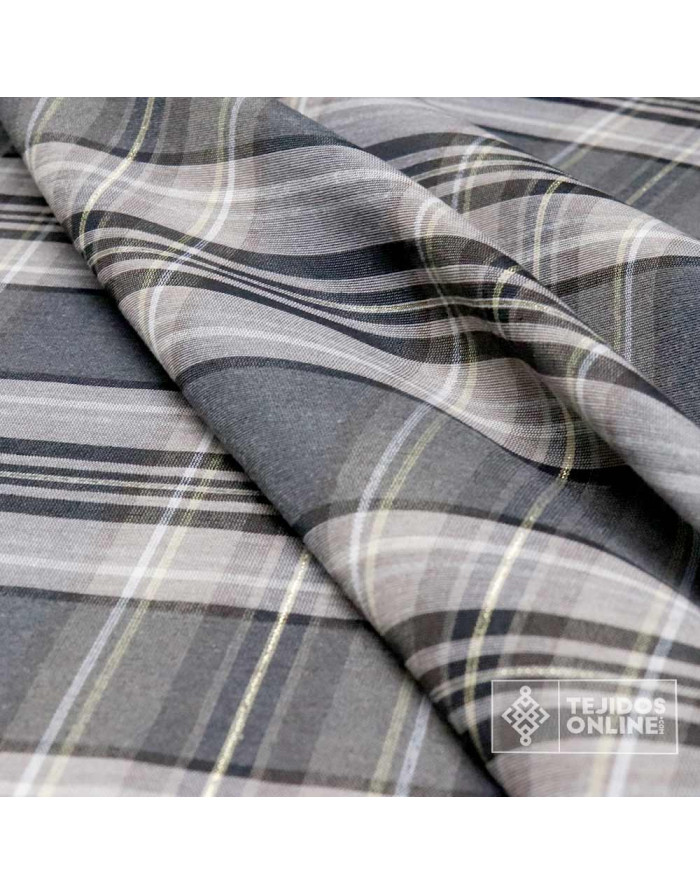 Cuadro Escoces Gris Lurex Dorado - Telas de Cuadro - Imagen 2
