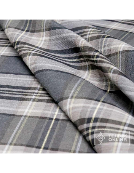 Cuadro Escoces Gris Lurex Dorado - Telas de Cuadro - Imagen 2