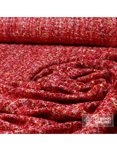 Tela Chanel Rojo Intenso Bouclé | Tela para Chaquetas y Faldas - Imagen 1