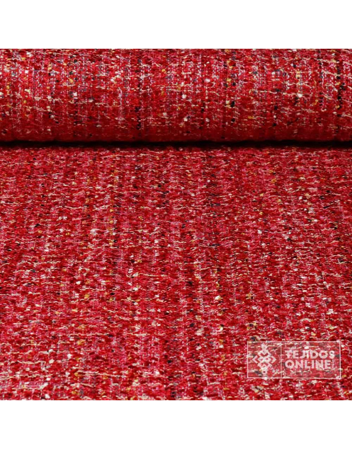 Tela Chanel Rojo Intenso Bouclé | Tela para Chaquetas y Faldas - Imagen 2