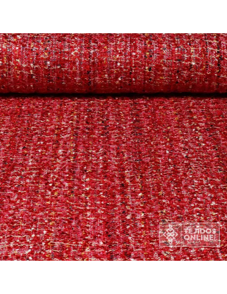 Tela Chanel Rojo Intenso Bouclé | Tela para Chaquetas y Faldas - Imagen 2
