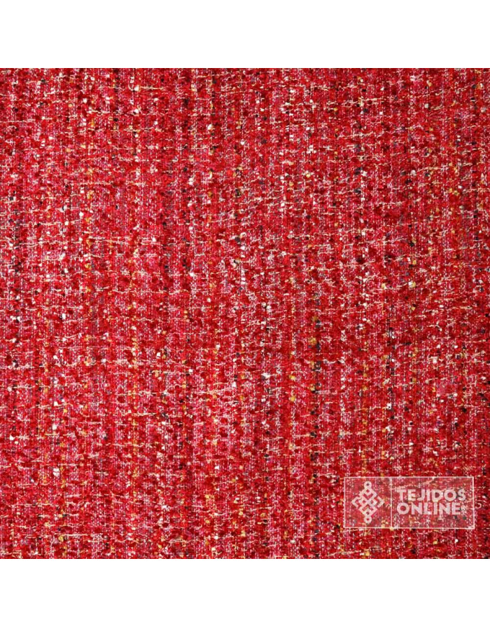 Tela Chanel Rojo Intenso Bouclé | Tela para Chaquetas y Faldas - Imagen 4