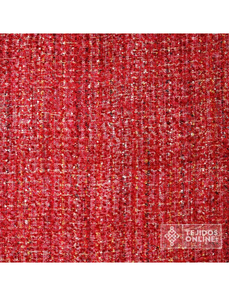 Tela Chanel Rojo Intenso Bouclé | Tela para Chaquetas y Faldas - Imagen 4