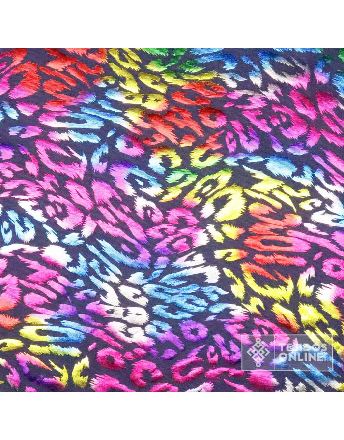 Tela Lycra Leopardo Multicolor Malva - Ideal Para Carnaval