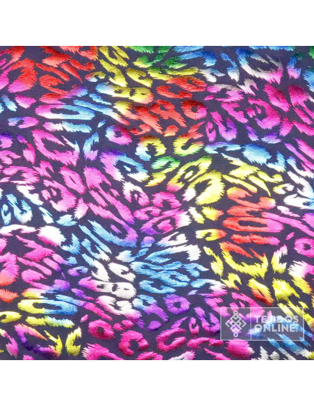 Tela Lycra Leopardo Multicolor Malva - Ideal Para Carnaval Tela Lycra Leopardo Multicolor Malva - Ideal Para Carnaval