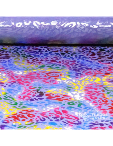 Tela Lycra Leopardo Multicolor Malva - Ideal Para Carnaval Tela Lycra Leopardo Multicolor Malva - Ideal Para Carnaval