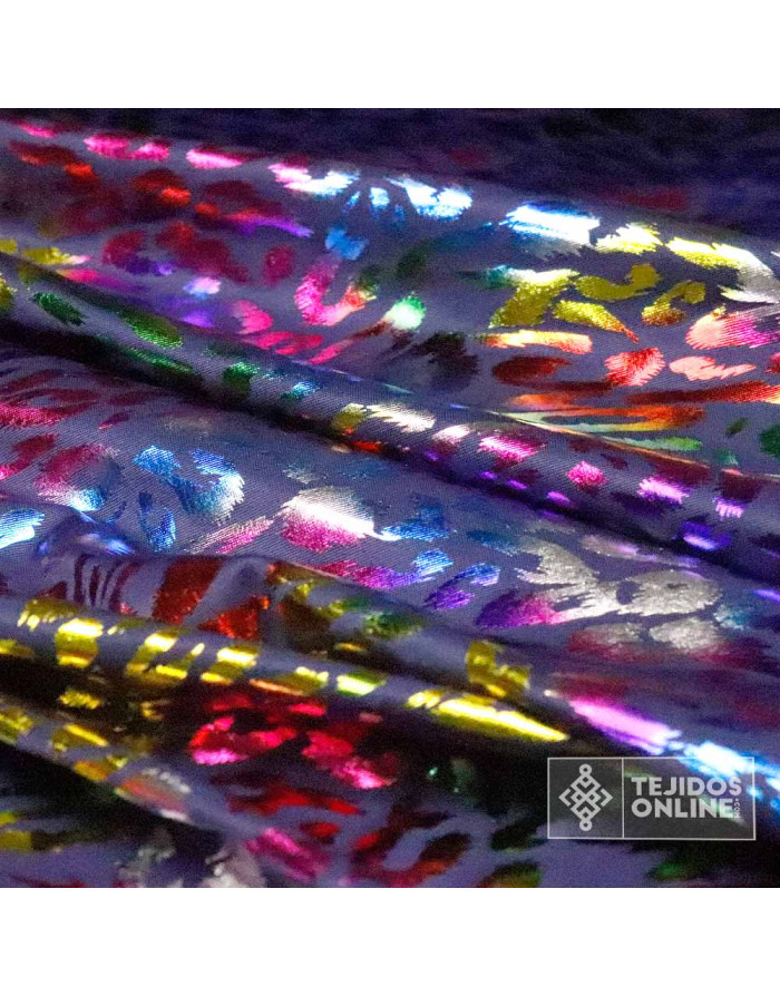 Tela Lycra Leopardo Multicolor Malva - Ideal Para Carnaval