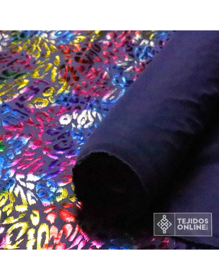 Tela Lycra Leopardo Multicolor Malva - Ideal Para Carnaval