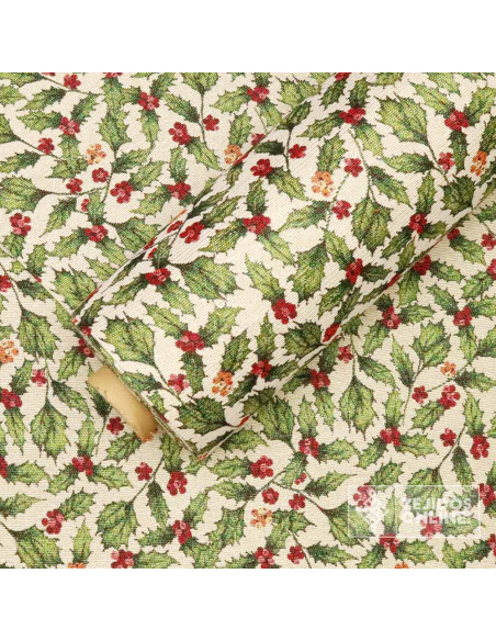 Tela Navidad Tapicería Hojas Almendro - Teals Navideñas Tela Navidad Tapicería Hojas Almendro - Teals Navideñas