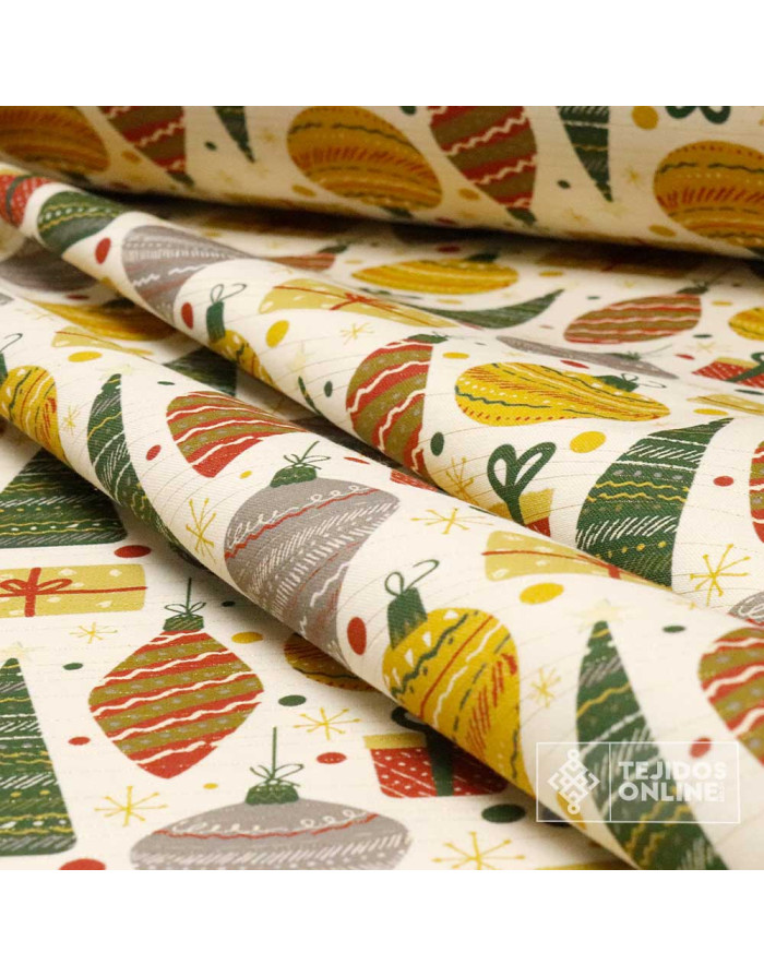 Tela Navideña Árboles y Regalos - Telas Navideñas