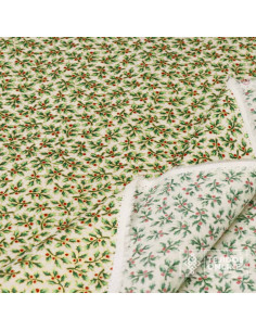 Tela Algodón Navidad con Hojas y Bayas Doradas - Telas Online 2