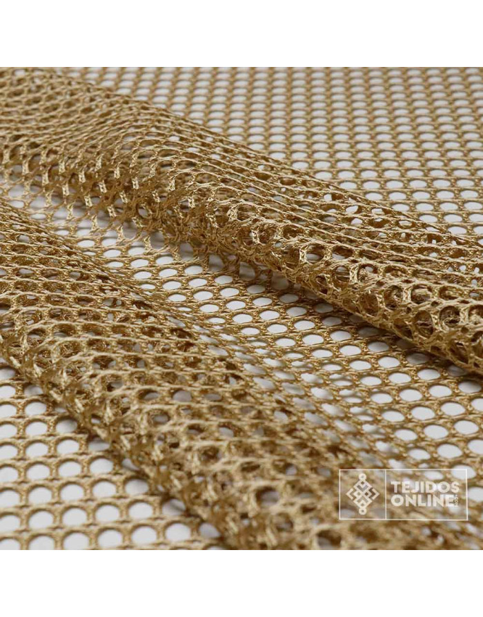 Tela de Punto Red Oro Viejo - Tejido de Red