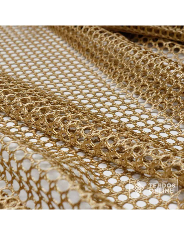 Tela de Punto Red Oro Viejo - Tejido de Red