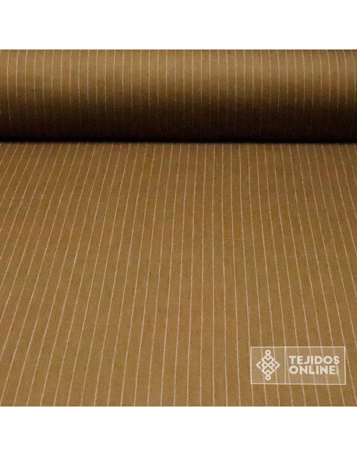 Tela Diplomática Camel y Gris - Telas de Rayas para Vestir