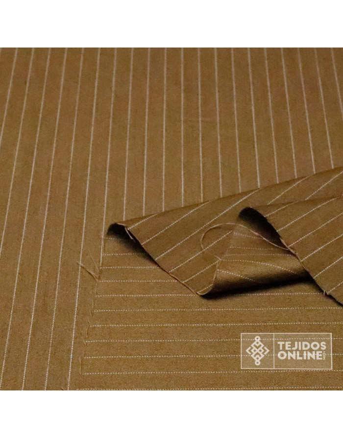 Tela Diplomática Camel y Gris - Telas de Rayas para Vestir
