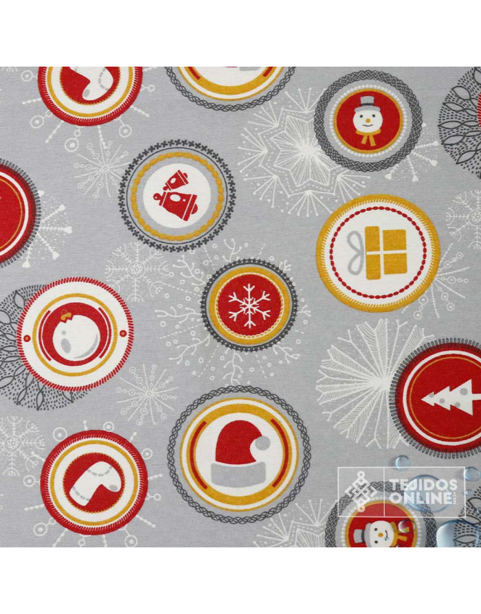 Mantel Navidad Gris Resinado | Hule Impermeable Navidad