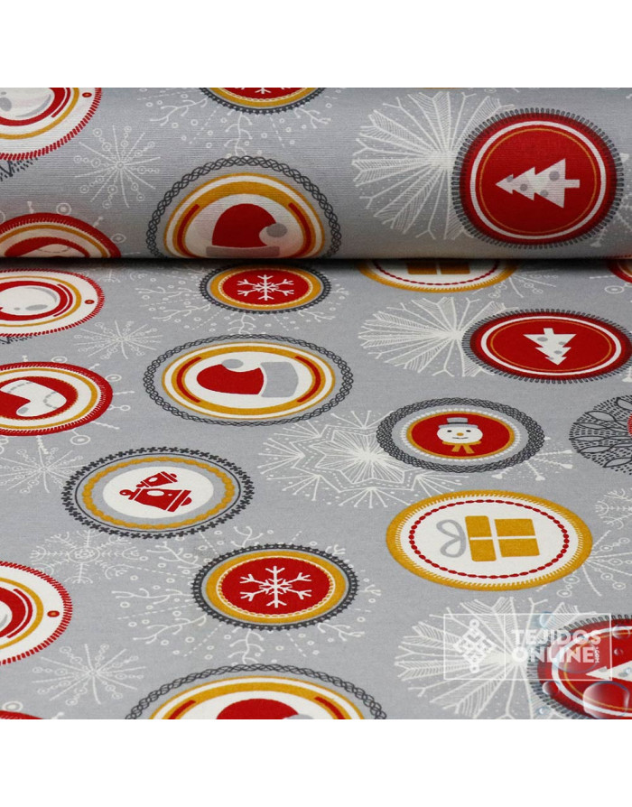 Mantel Navidad Gris Resinado | Hule Impermeable Navidad