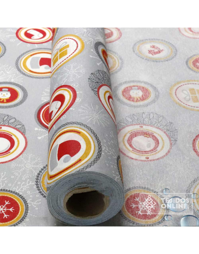 Mantel Navidad Gris Resinado | Hule Impermeable Navidad