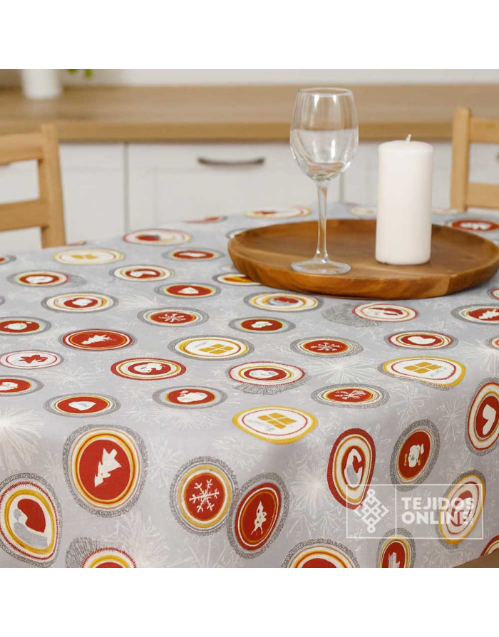 Mantel Navidad Gris Resinado | Hule Impermeable Navidad