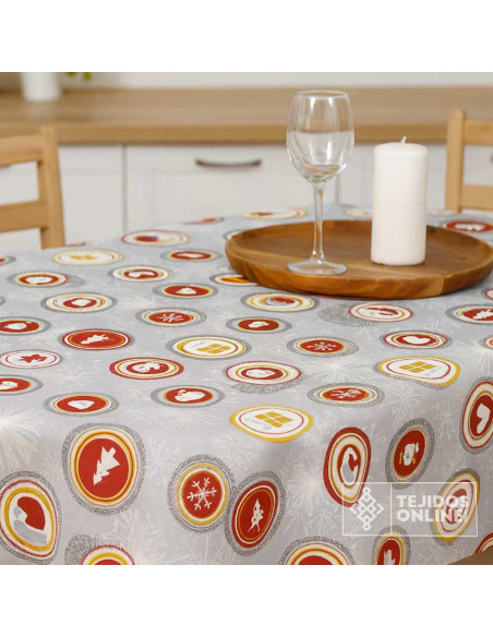Mantel Navidad Gris Resinado | Hule Impermeable Navidad Mantel Navidad Gris Resinado | Hule Impermeable Navidad