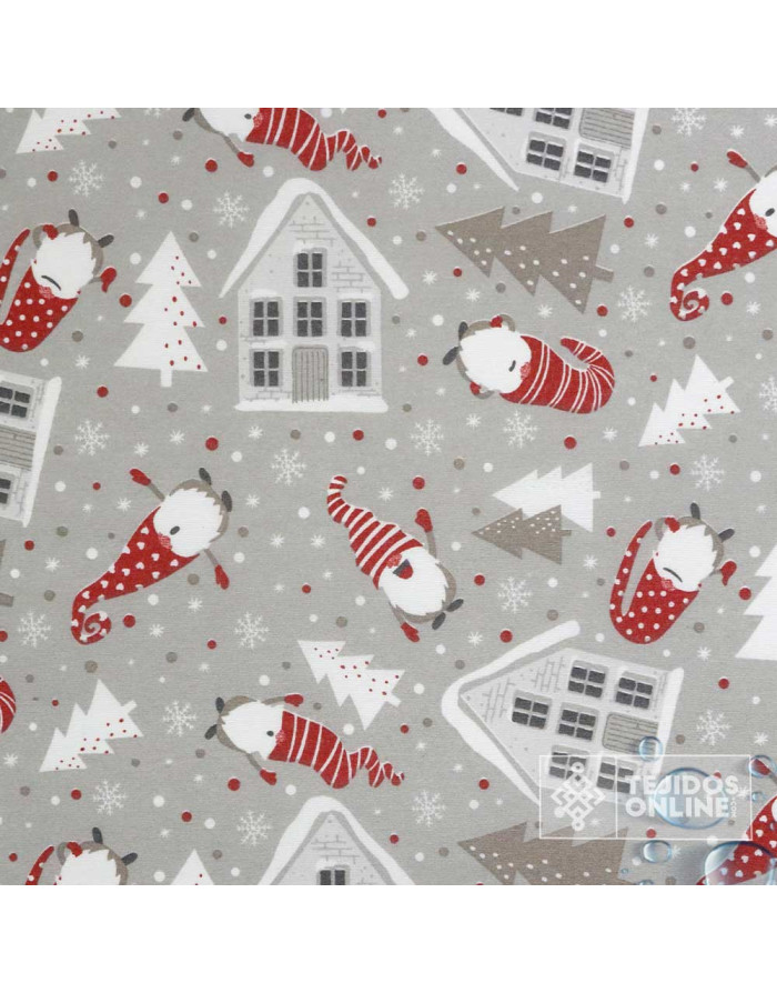 Mantel Navidad Gris Resinado Nomos | Hule Impermeable Navidad