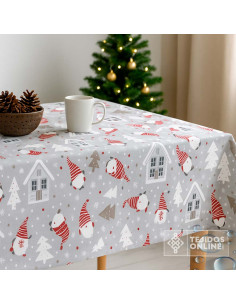 Mantel Navidad Gris Resinado Nomos | Hule Impermeable Navidad 2