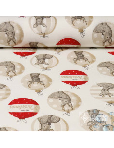 Mantel Navidad Beige con Ciervos y Bolas | Hule Navidad