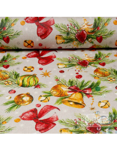 Mantel Navidad Moñas y Campanas  | Hule Navidad