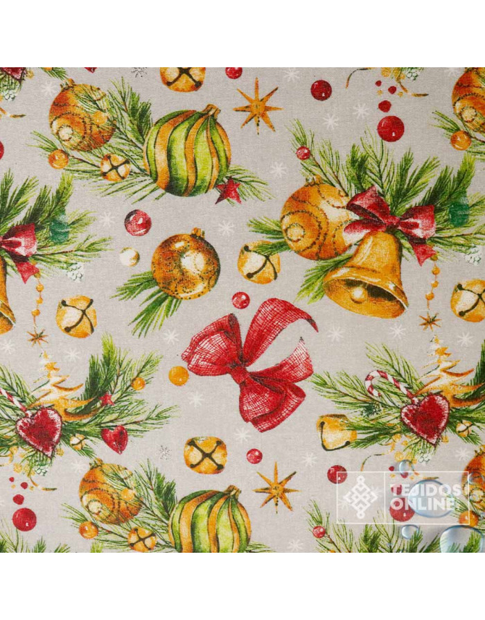 Mantel Navidad Moñas y Campanas  | Hule Navidad