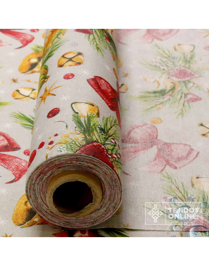 Mantel Navidad Moñas y Campanas  | Hule Navidad