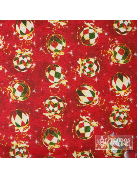 Tela Mantel Roja con Bolas Doradas Resinado | Hule Navidad Tela Mantel Roja con Bolas Doradas Resinado | Hule Navidad