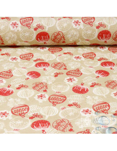 Tela para Mantel de Navidad Resinada Bolas | Hule Navidad