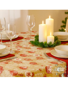 Tela para Mantel de Navidad Resinada Bolas | Hule Navidad 2