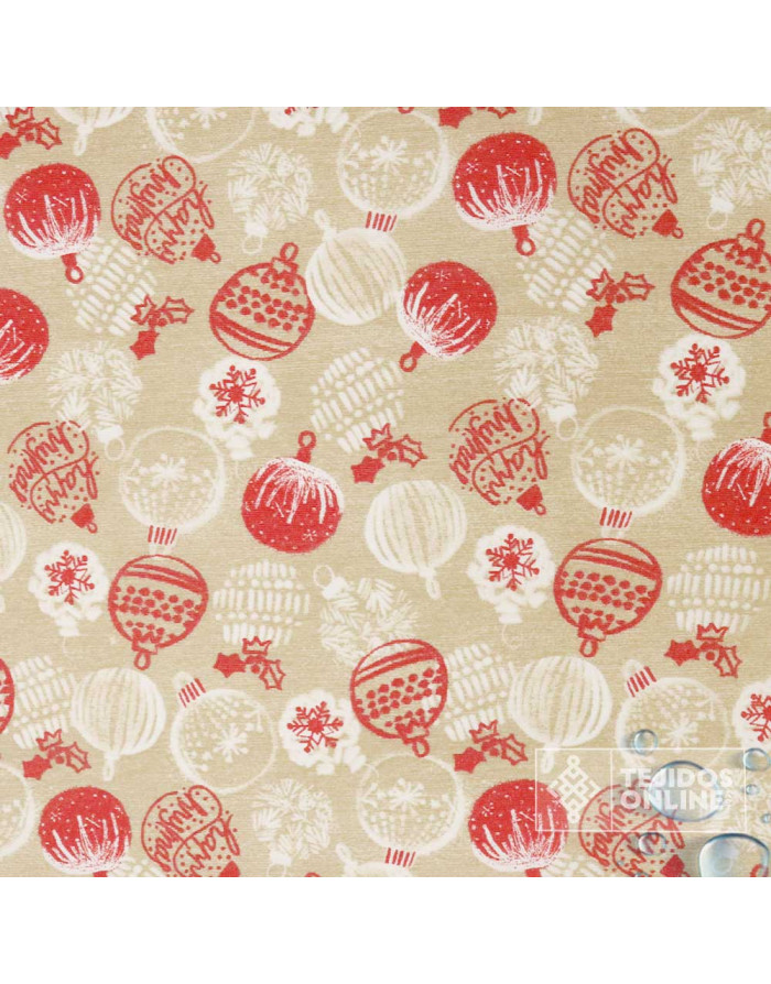 Tela para Mantel de Navidad Resinada Bolas | Hule Navidad