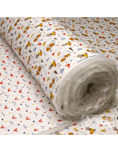 Tela Acolchada Infantil Blanca con Estampado Marino | Telas Online - Imagen 2