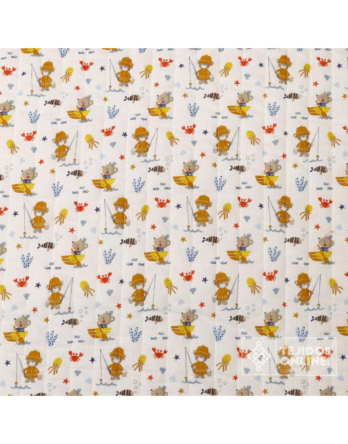 Tela Acolchada Infantil Blanca con Estampado Marino | Telas Online - Imagen 5