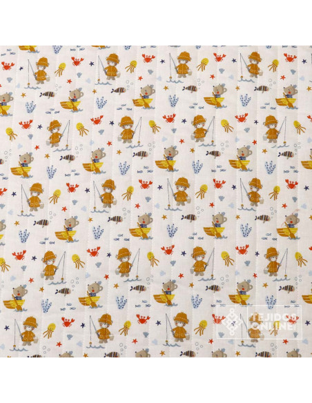 Tela Acolchada Infantil Blanca con Estampado Marino | Telas Online - Imagen 5