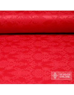 Damasco Rojo Medallones - Retal | Restos de Tela - Imagen 1
