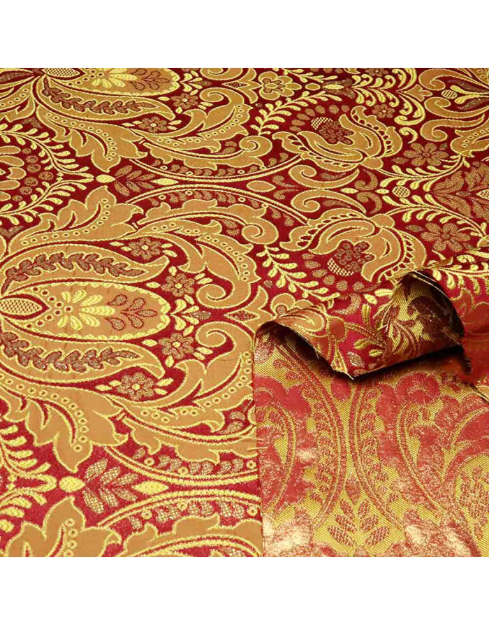 Brocado Burdeos Dorado Atalaya - Retal - Tela Brocada - Tela Cofrade - Imagen 2