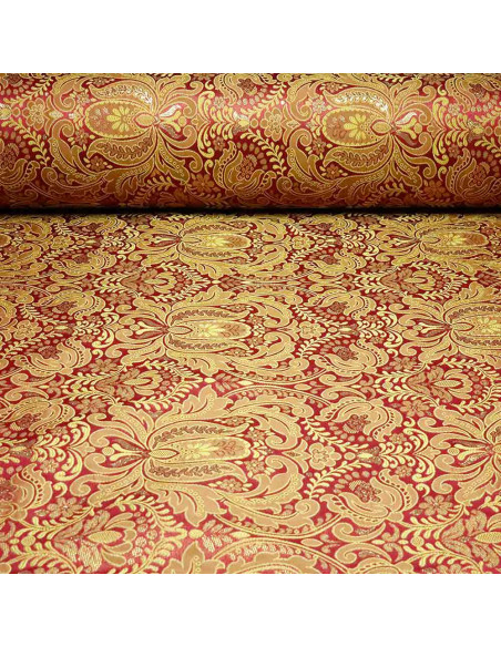 Brocado Burdeos Dorado Atalaya - Retal - Tela Brocada - Tela Cofrade - Imagen 1