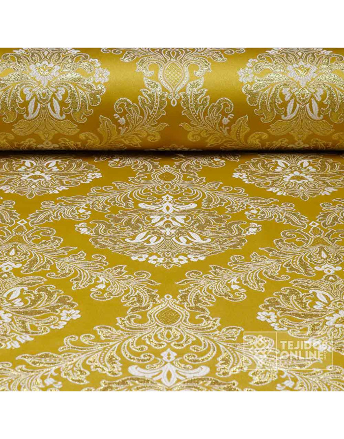 Brocado Dorado Hilo Blanco Cofrade - Retal - Telas Para Cofradías - Imagen 1