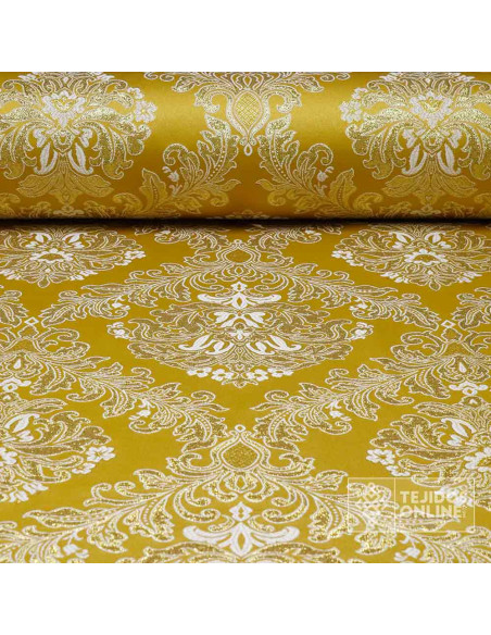Brocado Dorado Hilo Blanco Cofrade - Retal - Telas Para Cofradías - Imagen 1