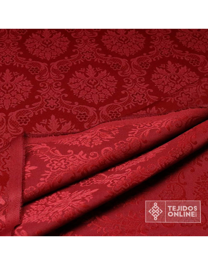 Damasco Burdeos Medallón Compostela - Retal | Ancho 2,80 m para Cofradías - Imagen 2