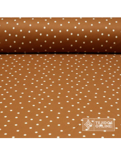 Tela con Lycra Marrón Café con Lunares Crema