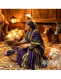 Tela Alpujarreña Azul y Amarilla - Telas para Belenes - Imagen 2