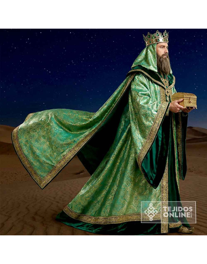 Tela para Reyes Magos Brocado Cachemira Turquesa - Reyes Magos - Imagen 2