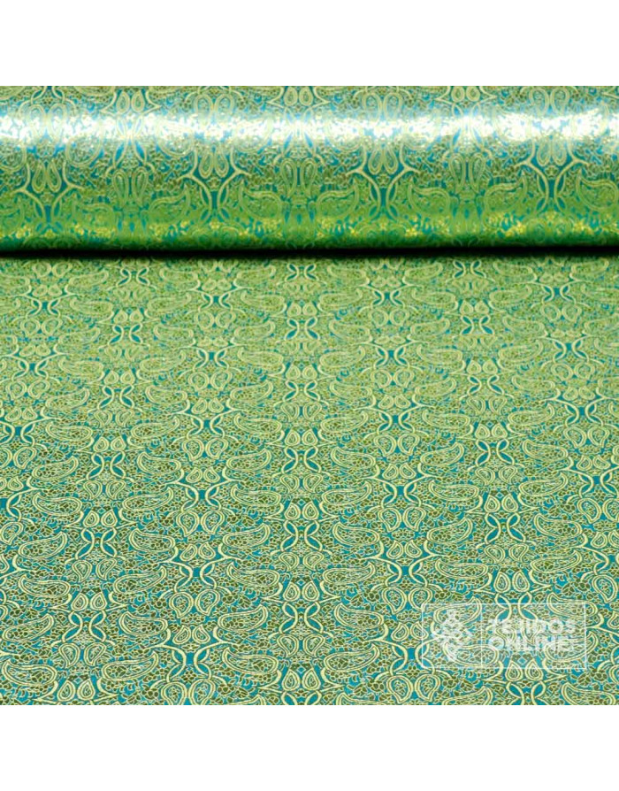 Tela para Reyes Magos Brocado Cachemira Turquesa - Reyes Magos - Imagen 1