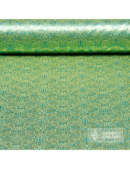 Tela para Reyes Magos Brocado Cachemira Turquesa - Reyes Magos - Imagen 1